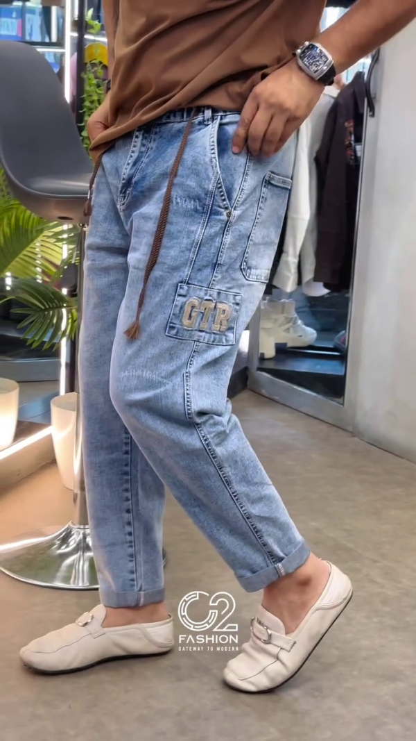 Men's Designer Slim-Fit Denim Jeans with Fun Patchwork – Street Style Statement - Image 6