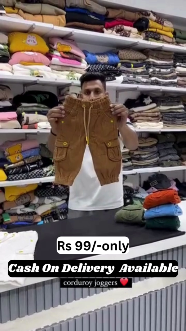 Kids’ Corduroy Cargo Joggers – Only ₹99! | COD Available 💥 - Image 4