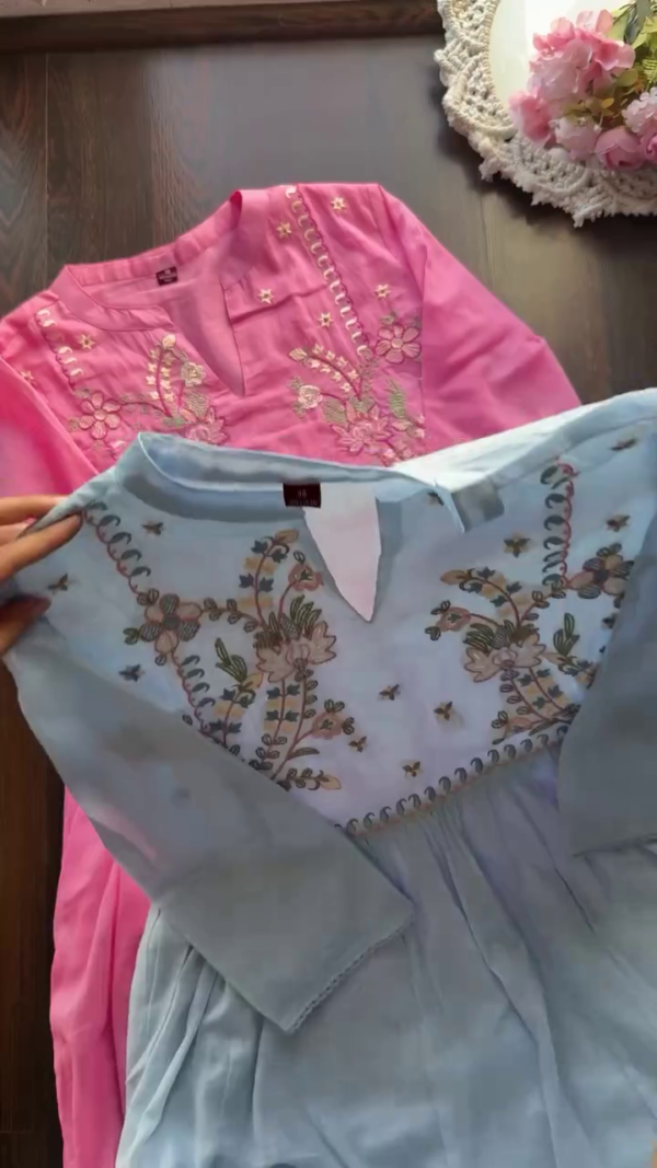 Pastel Embroidered Cotton Kurtas – Soft Everyday Elegance - Image 5