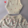 Adorable White Ribbed Tank Top and Shorts Set with Red Hearts - 6 Colors Available - Image 2