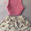 Adorable White Ribbed Tank Top and Shorts Set with Red Hearts - 6 Colors Available - Image 4