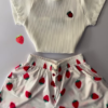 Adorable White Ribbed Tank Top and Shorts Set with Red Hearts - 6 Colors Available - Image 5