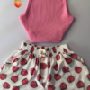 Adorable White Ribbed Tank Top and Shorts Set with Red Hearts - 6 Colors Available - Image 6