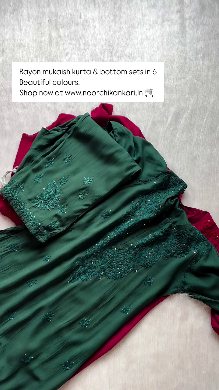 Handcrafted Rayon Muqaish Dyed Chikankari Kurtis – A Fusion of Traditional Craft and Contemporary Style - Image 3