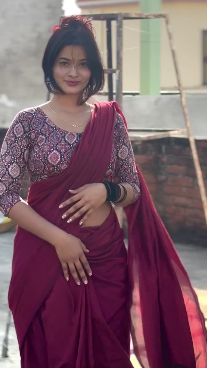 Dark Pink Mangalagiri Plain Cotton Saree – A Beautiful Blend of Tradition and Comfort - Image 2