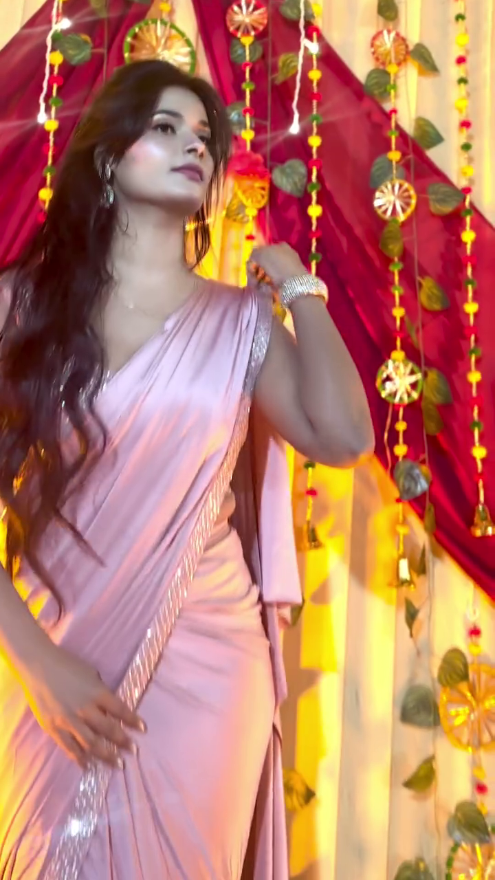 Peachy Peach Drape Ruffle Saree – A Contemporary Twist on Timeless Elegance