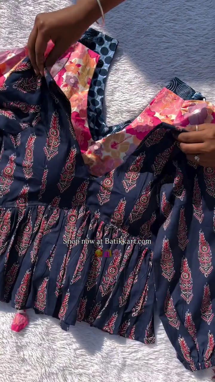 Multicolored Patch Full Puffy Sleeves Removable Cup Cotton Top – A Stylish and Versatile Wardrobe Essential - Image 4