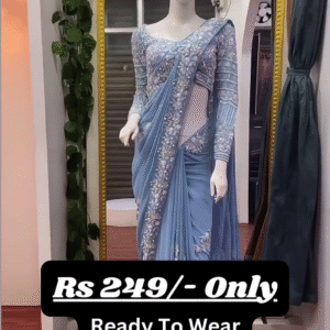Mesmerizing Sky Blue Embroidered Saree – A Blend of Grace and Glamour