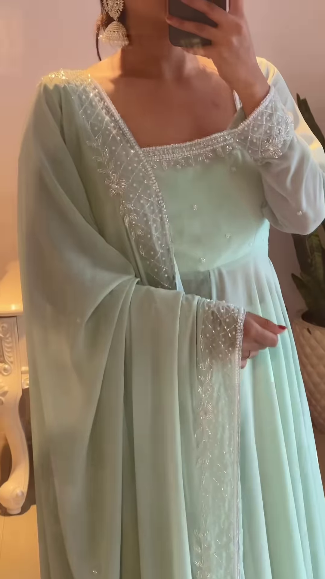 Beautiful Sky Blue Color Real Mirror Work Anarkali Suit – A Stunning Blend of Elegance and Tradition - Image 3