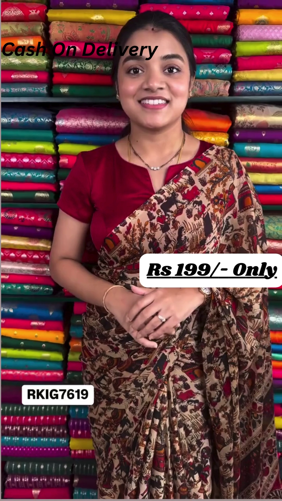 Elegant Chiffon Crepe Kalamkari Print Wheat, Black, and Maroon Red Saree – A Perfect Blend of Tradition and Style