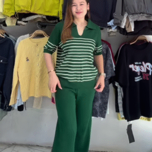 Polo Stripe Knit Set | Soft Stretch, Smart Casual ✨