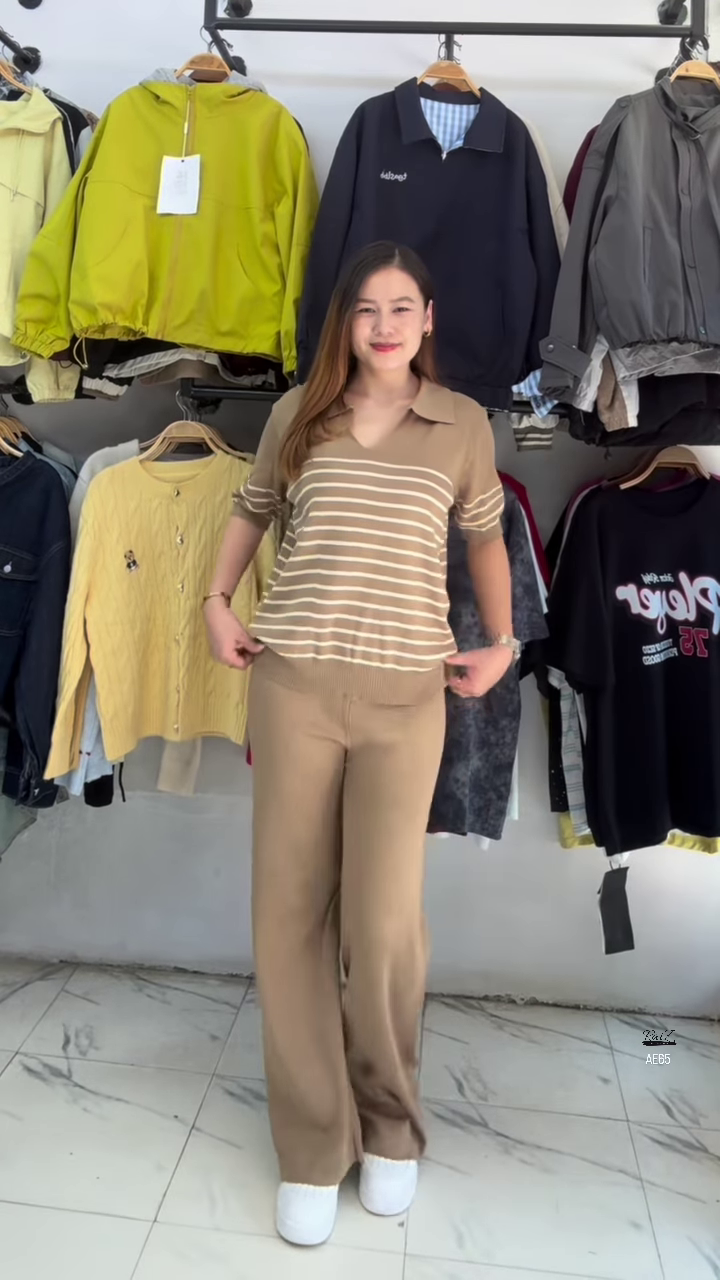 Polo Stripe Knit Set | Soft Stretch, Smart Casual ✨ - Image 4