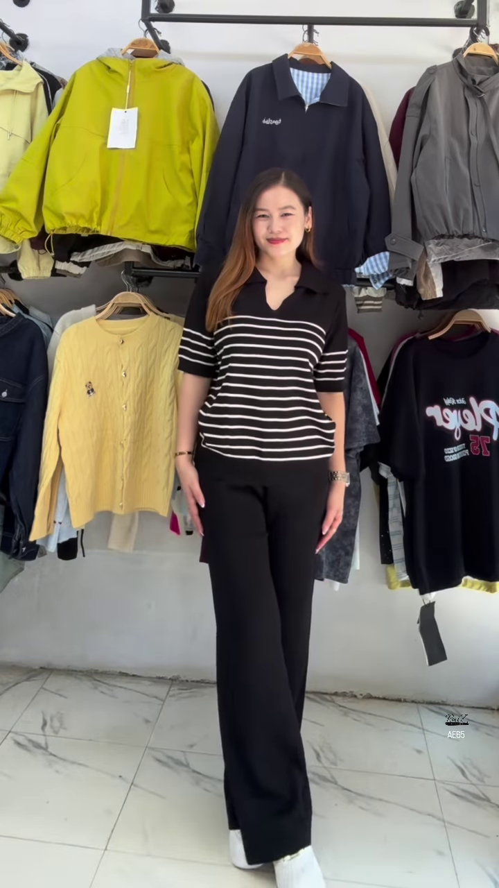 Polo Stripe Knit Set | Soft Stretch, Smart Casual ✨ - Image 3