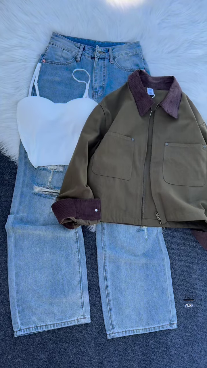 Cord‑Collar Workwear Jacket | Cropped Utility, Modern Ease ✨ - Image 4