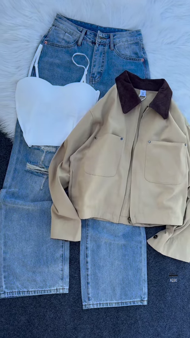 Cord‑Collar Workwear Jacket | Cropped Utility, Modern Ease ✨ - Image 3