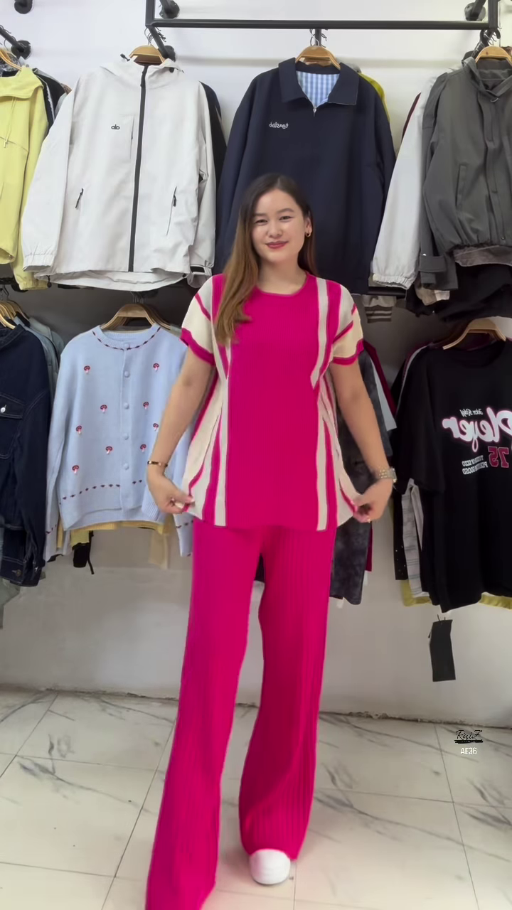 Ripple Knit Co‑ord Set | Airy Stretch, Flowing Lines ✨