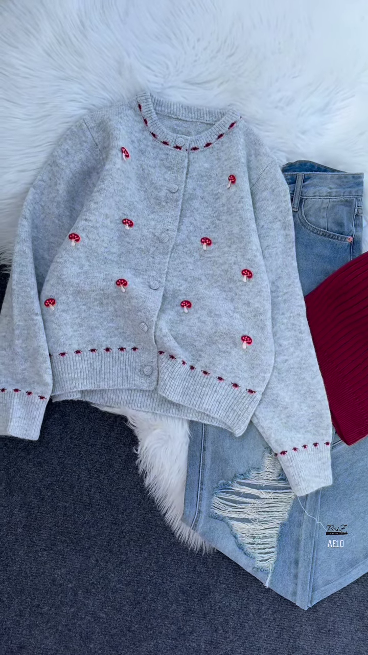 Whimsical Mushroom Knit Cardigan Collection ๐ - Image 3