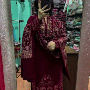 Velvet Zari Suit Set | Maroon Majesty for Festive Nights ✨