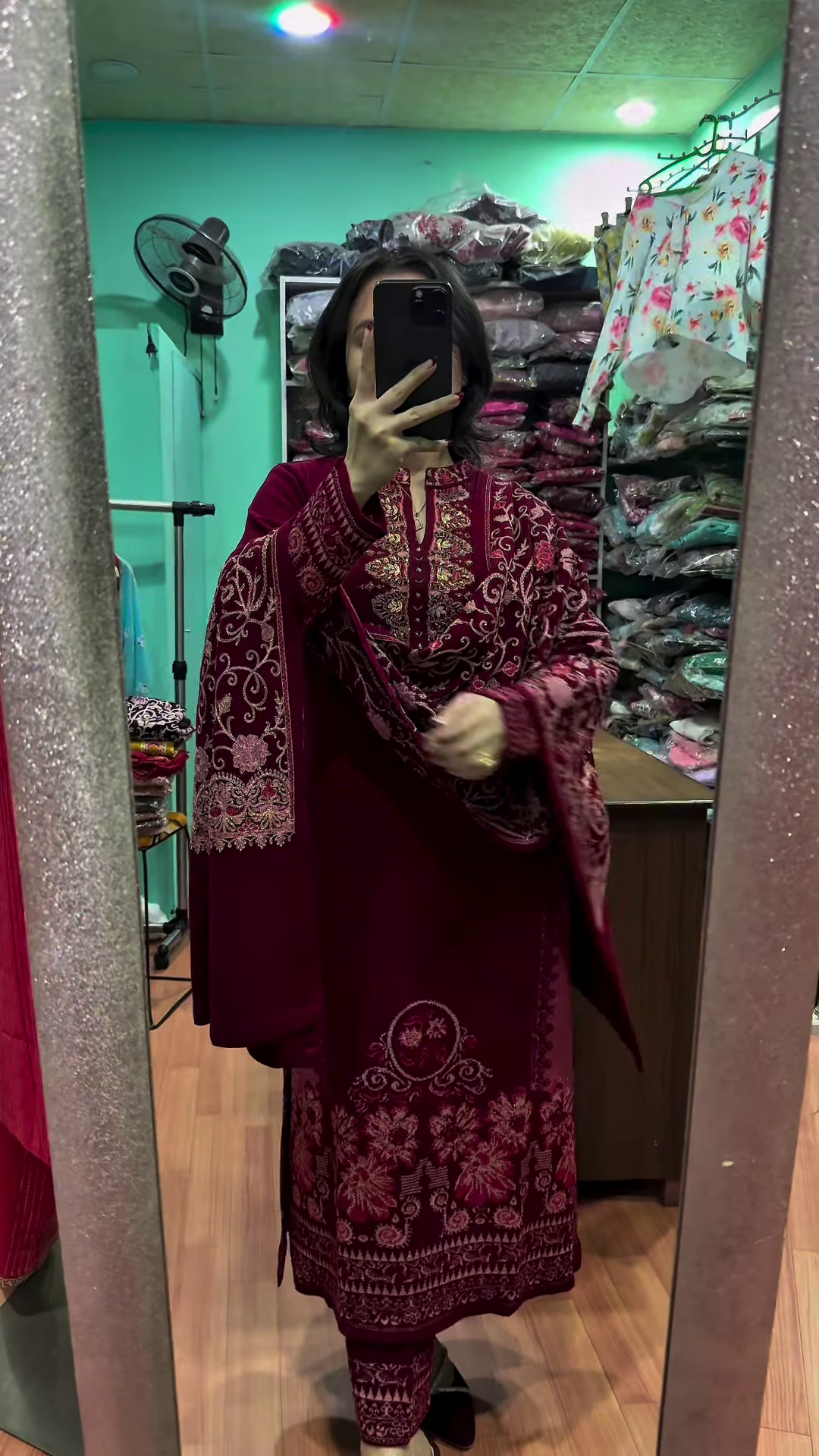 Velvet Zari Suit Set | Maroon Majesty for Festive Nights ✨