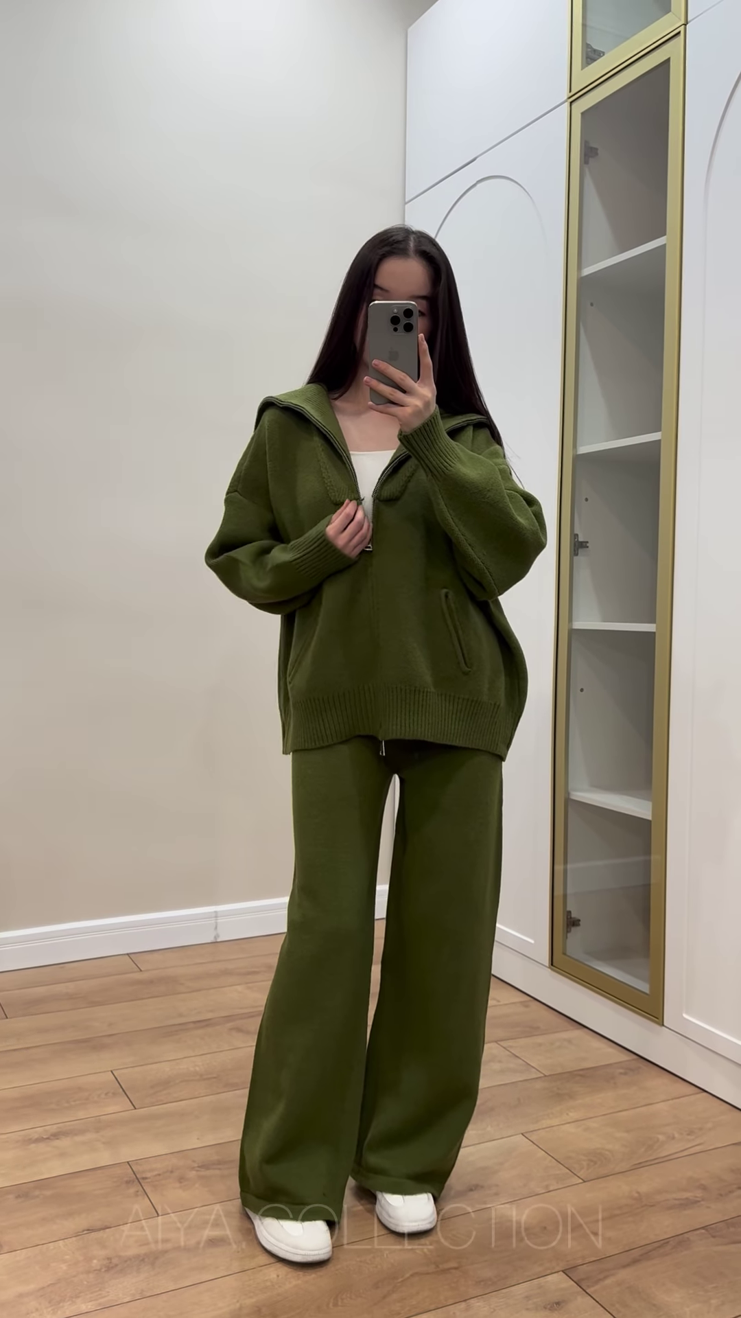 Oversize Zip Knit Co‑ord | Moss Green, Ultra‑Cozy 🌿 - Image 2