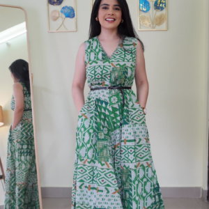 Green Patchwork Maxi Dress