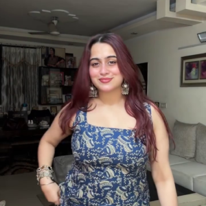 Blue Printed Kurti Look