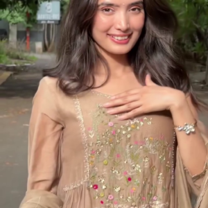 Beige Embroidered Suit