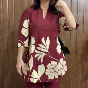 Maroon Floral Co-Ord Set – Graceful & Comfortable Look