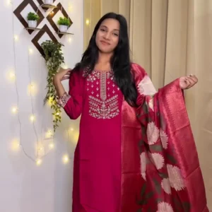Royal Crimson Festive Suit – Elegant Ethnic Wear for Women