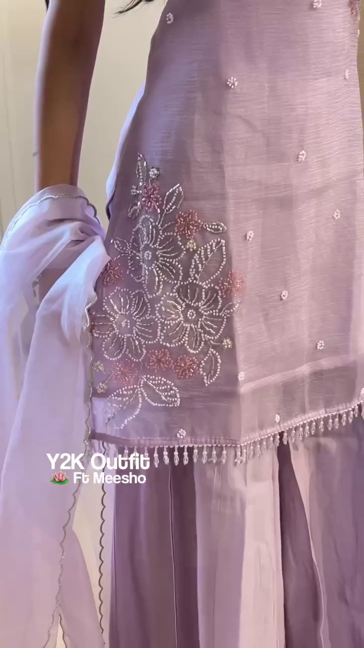 Women's Pastel Lavender Kurta Set with Dupatta, Modern Ethnic Wear - Image 2