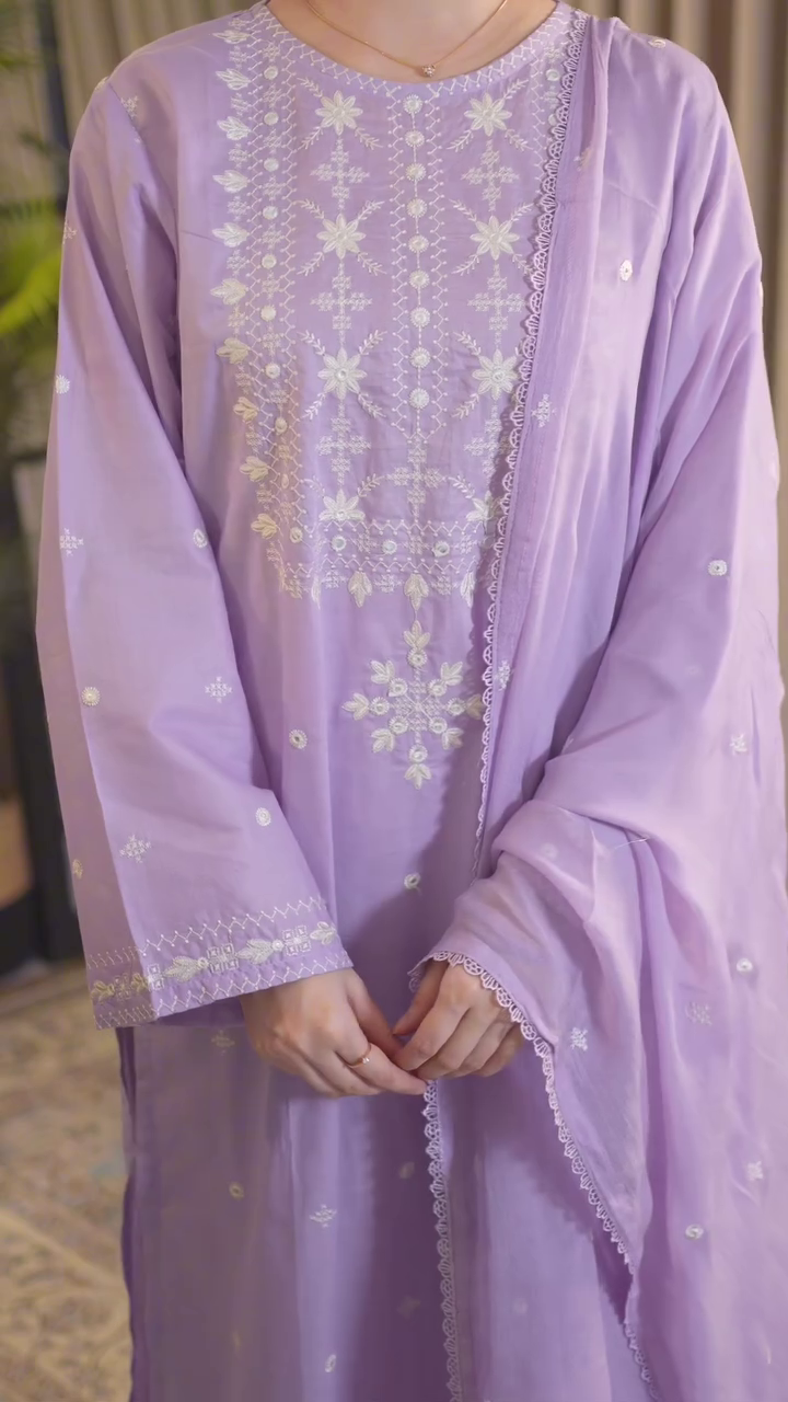 Women's Powder Blue Embroidered Kurta Set Daily Wear Outfit - Image 6