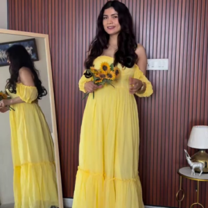 Women's Yellow Off Shoulder Maxi Dress Summer Casual Outfit
