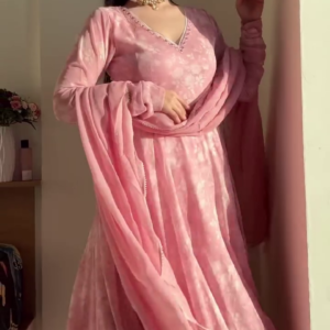 Women's Blush Pink Anarkali Suit with Dupatta Ethnic Wear