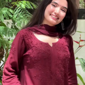Women Maroon Suit Set with Dupatta Traditional Ethnic Wear