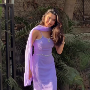 Women Lavender Ethnic Dress with Dupatta Party Wear Outfit