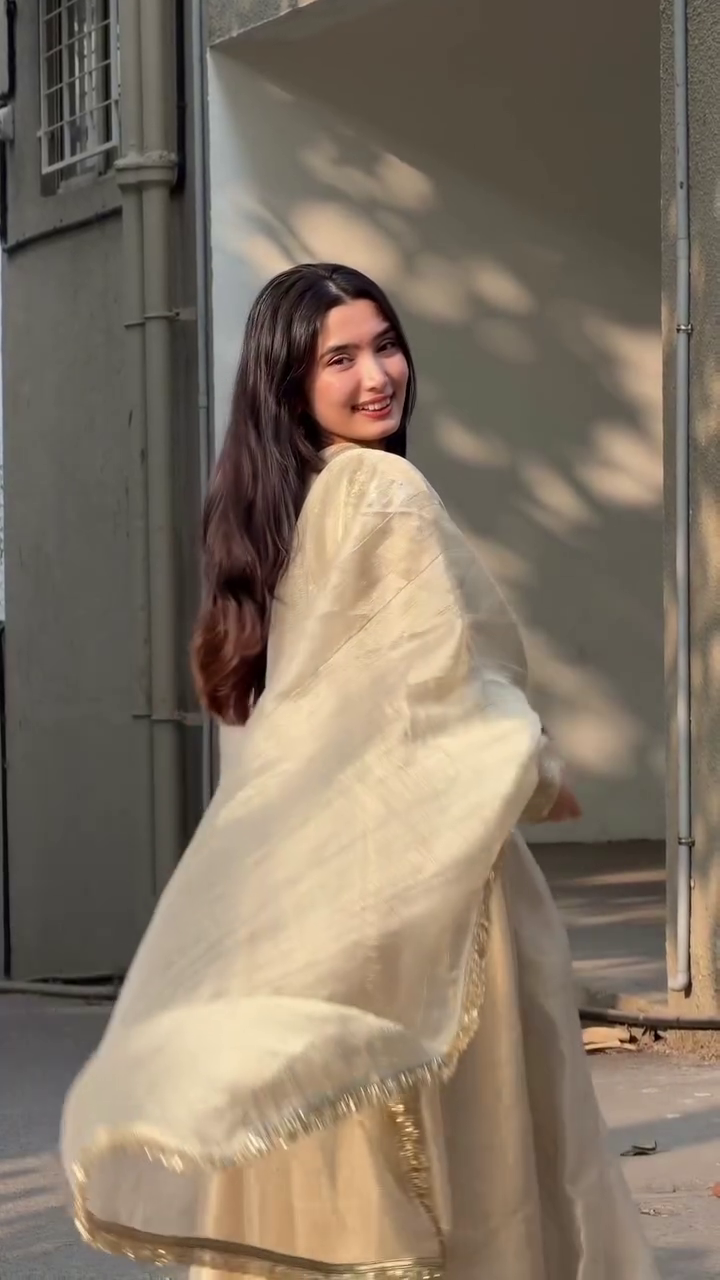 Women's Golden Anarkali Suit with Dupatta Festive Ethnic Wear - Image 3
