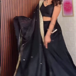 Women's Black Lehenga Set with Dupatta, Party Wear Ethnic Outfit