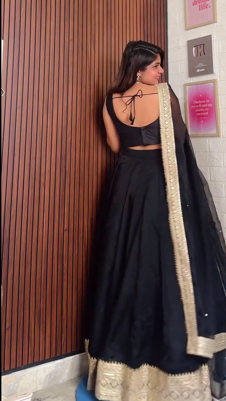 Women's Black Lehenga Set with Dupatta, Party Wear Ethnic Outfit - Image 4