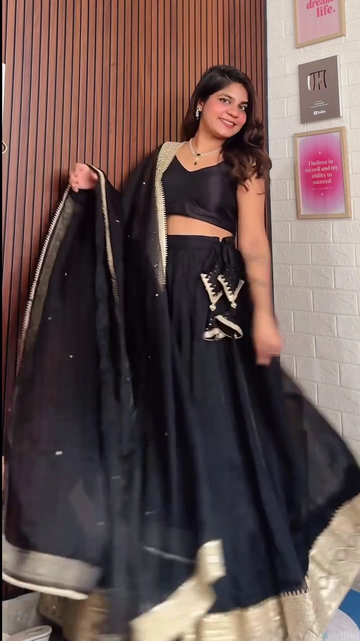 Women's Black Lehenga Set with Dupatta, Party Wear Ethnic Outfit - Image 5
