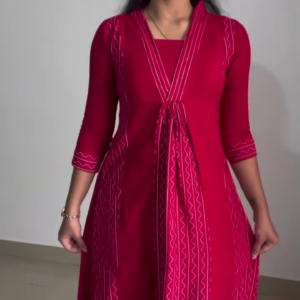 Women's Red Anarkali Dress Traditional Festive Ethnic Wear Outfit