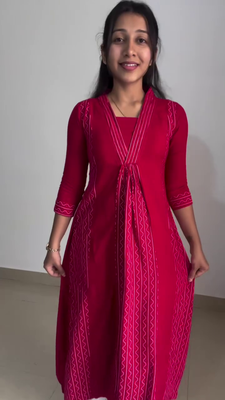 Women's Red Anarkali Dress Traditional Festive Ethnic Wear Outfit