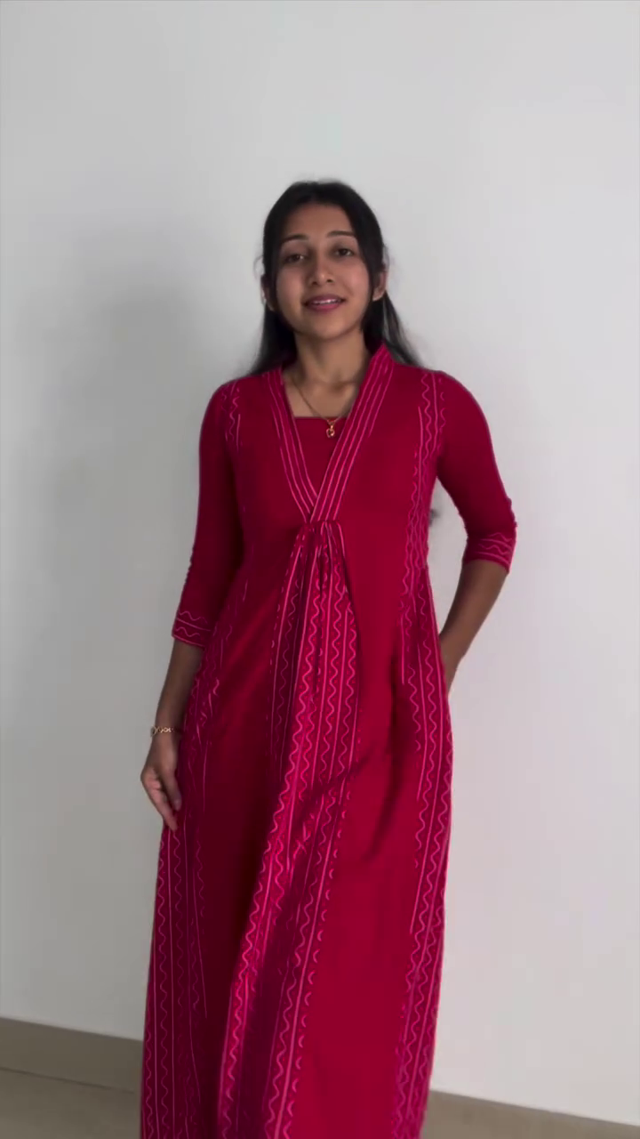 Women's Red Anarkali Dress Traditional Festive Ethnic Wear Outfit - Image 2