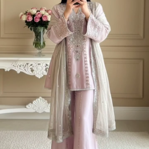 Blush Embroidered Layered Suit