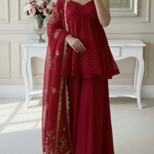 Classic Red Sharara Glam