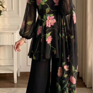 Black Floral Evening Sharara