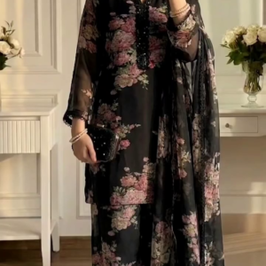 Midnight Black Floral Suit