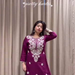 Maroon Embroidered Kurti