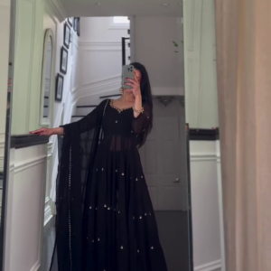 Women's Black Anarkali Set with Dupatta Party Wear Outfit