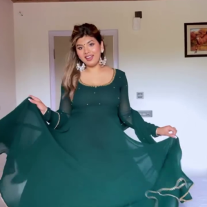 Women's Emerald Green Anarkali Set with Dupatta Festive Wear