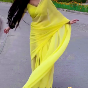 Women's Yellow Saree Lightweight Festive Ethnic Wear